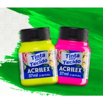 Tinta de Tecido Neon Fluorescente Acrilex 37ml