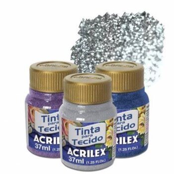 Tinta Tecido Glitter 37ml - Escolha a Cor - Acrilex