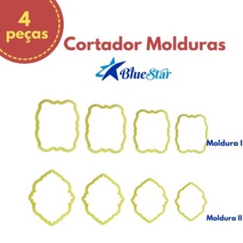 Cortador Moldura Blue Star c/4pçs Modelos variados para Biscuit e modelagem em geral Cor Amarelo