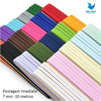 Elástico Chato Colombe São José Colorido N12 7mm 10m -