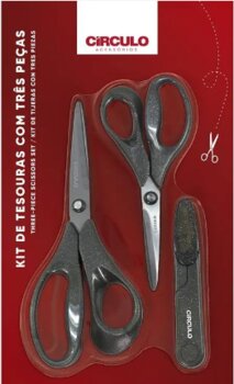 KIT DE TESOURAS 3 PEÇAS CIRCULO COM GLITTER