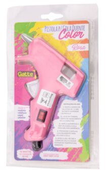 Pistola Para Cola Quente Pequena Color Gatte Botão liga e desliga 10W 220V Rosa