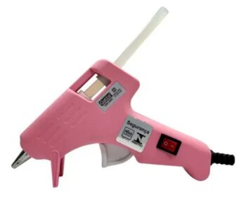 Pistola Para Cola Quente Pequena Color Gatte Botão liga e desliga 10W 220V Rosa