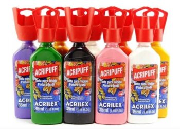 TINTA PARA TECIDO ACRIPUFF 35ML - Tinta Expansível para Tecido de Algodão - Acrilex