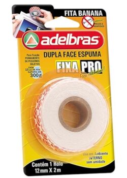 Fita Dupla Face De Espuma / 25cm Suportam Até 1kg /Fita Banana 19mm x 2m