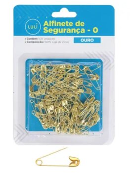 Alfinete De Segurança Luli Com 100 Unidades Prata ou Dourada