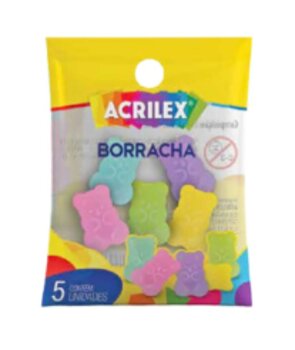 Borrachas Ursinhos Acrilex com 5 unidades