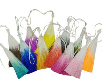 Pingente Tassel Seda Bicolor 1 Unidade 80mm