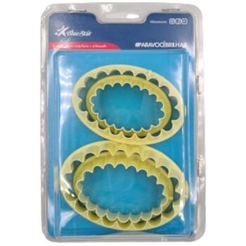 Cortador Oval Babados Blue Star Biscuit Pasta Americana 4pçs