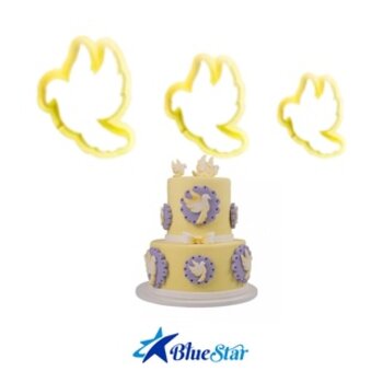 Cortador Pomba da Paz Blue Star para massa de biscuit ou pasta americana c/4 pçs