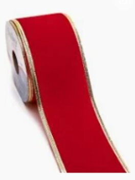 Fita de Natal Veludo Aramada  10cm x 9,1m e 3,8cm x 10m