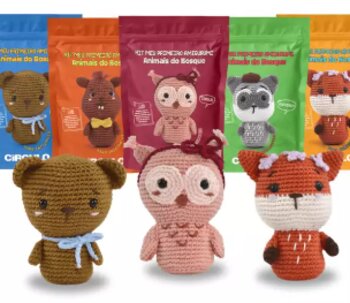 Kit Meu Primeiro Amigurumi Animais Do Bosque  Para Iniciamtes