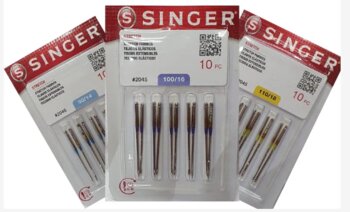 Agulha Singer 2045 Para Máquina Caseira Ponta Bola Dourada