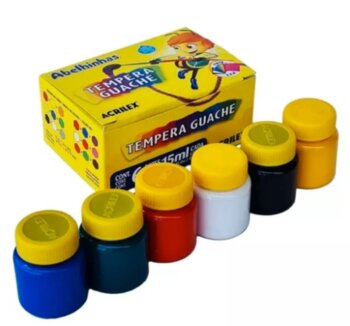 Tinta Guache Acrilex Com 6 Potes 15ml Cores Escola