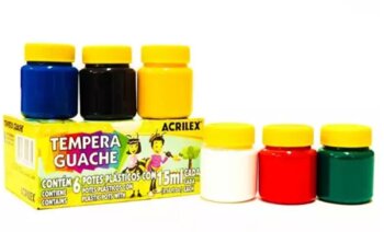 Tinta Guache Acrilex Com 6 Potes 15ml Cores Escola