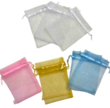 Saco de Organza / Vários Tamanhos Nas Cores Branco, Rosa, Dourado e Azul
