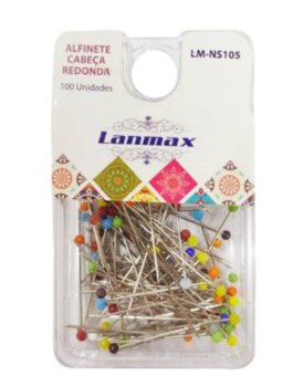 Alfinete Cabeça Redonda De Vidro Lanmax Com 100 Unidades