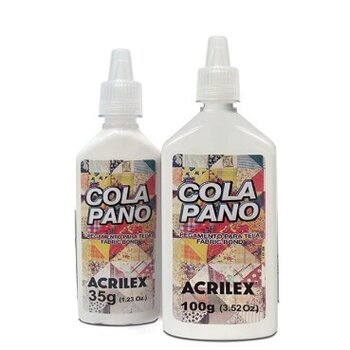 Cola Pano Acrilex 35g ou 100g com bico aplicador -Material Artesanato - Para Colar Tecido