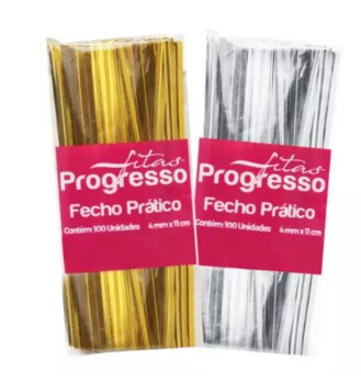 Fecho Prático Progresso 4mm x 11cm Com 100 Unidades