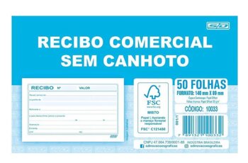 Recibo Comercial Sem Canhoto 50 Folhas