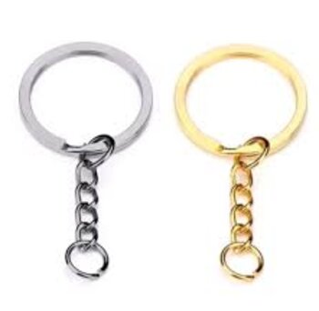 Argola Com Corrente para Chaveiro Prata ou Dourada