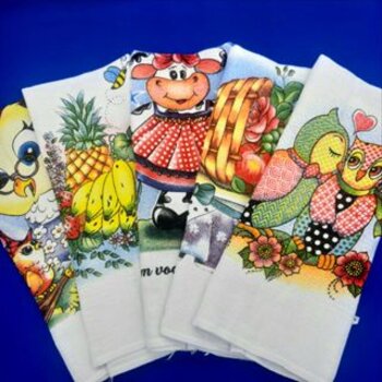 Kit 3 Panos de Prato Estampados - Pano Copa - 44x68cm